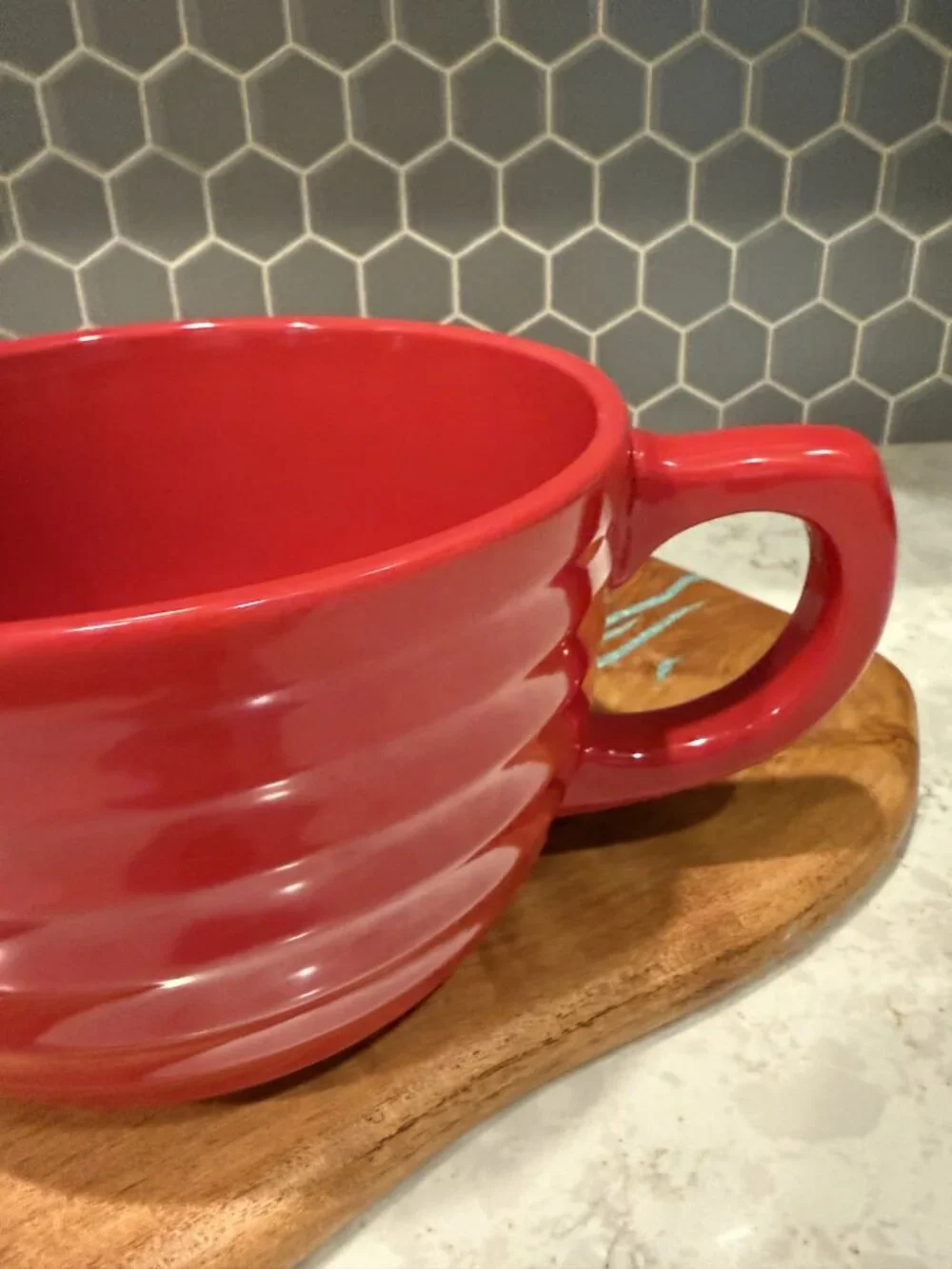 Harry & David Red Ceramic Batter Bowl w/Spout